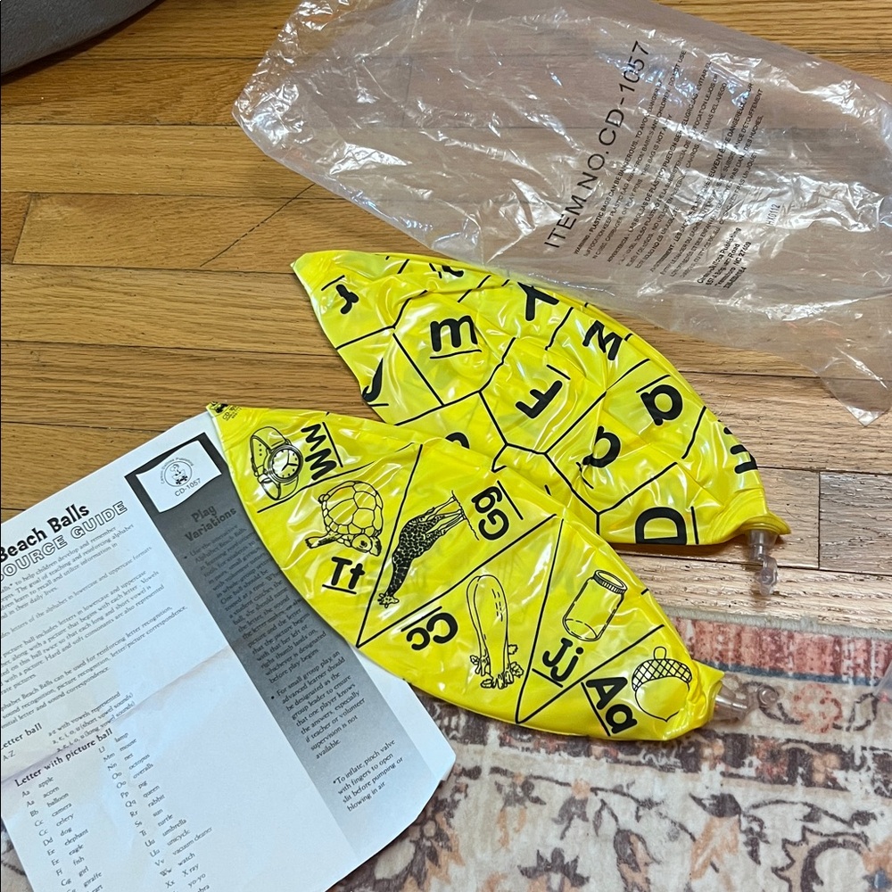 New Carson Dellosa Alphabet Yellow Inflatable Beach Ball Set